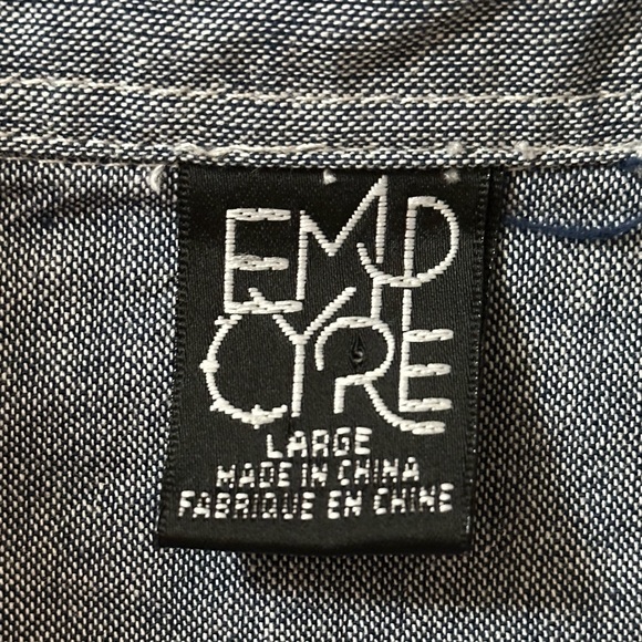 Empyre Hooded Button Shirt Women’s Large Gray Teal Aztec Streetwear Boho Skater - Picture 3 of 7